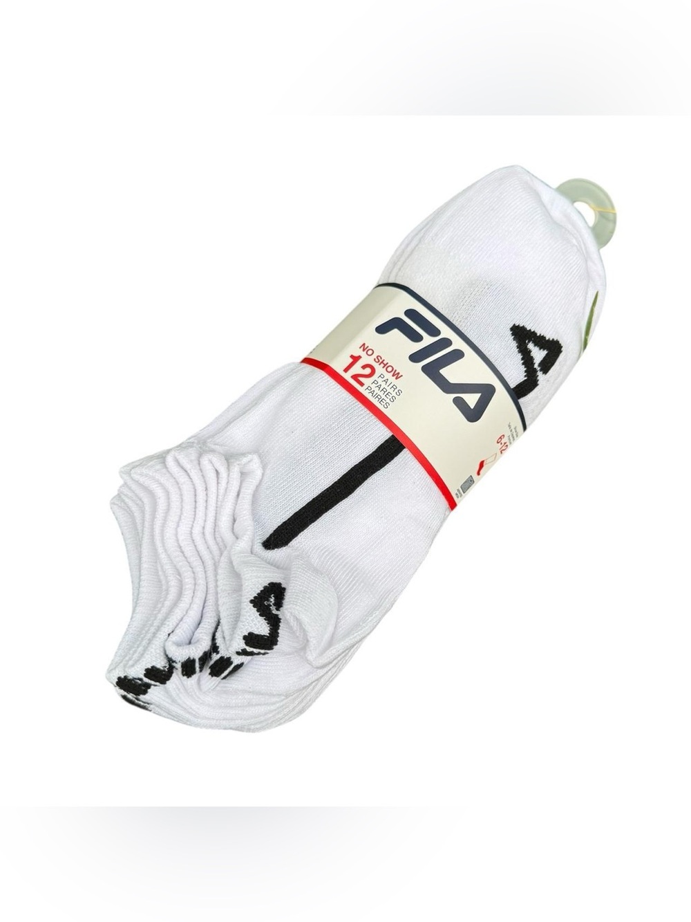 Fila Mens No Show White Logo Gym Athletic Comfortable 12 Pairs Size 6-12